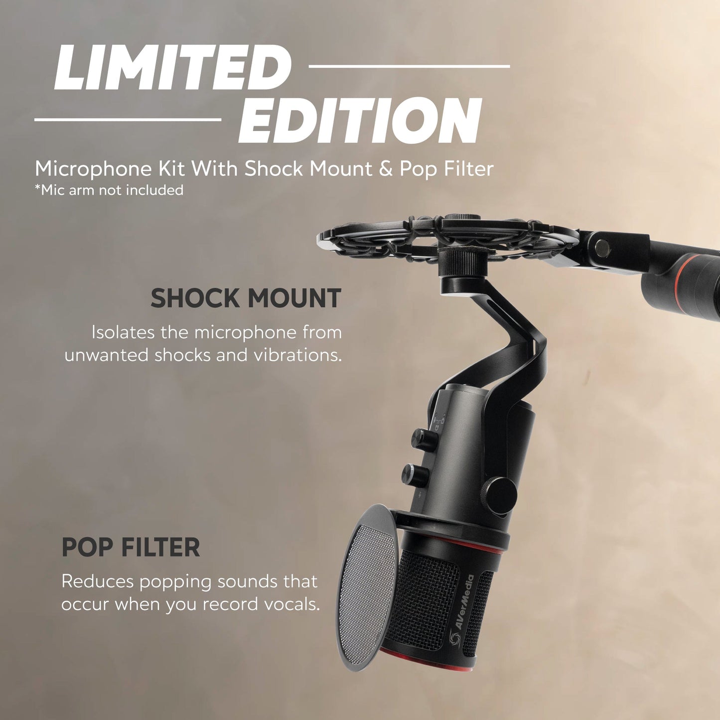 AVerMedia AM350 Live Streamer Microphone Bundle with Mic Arm