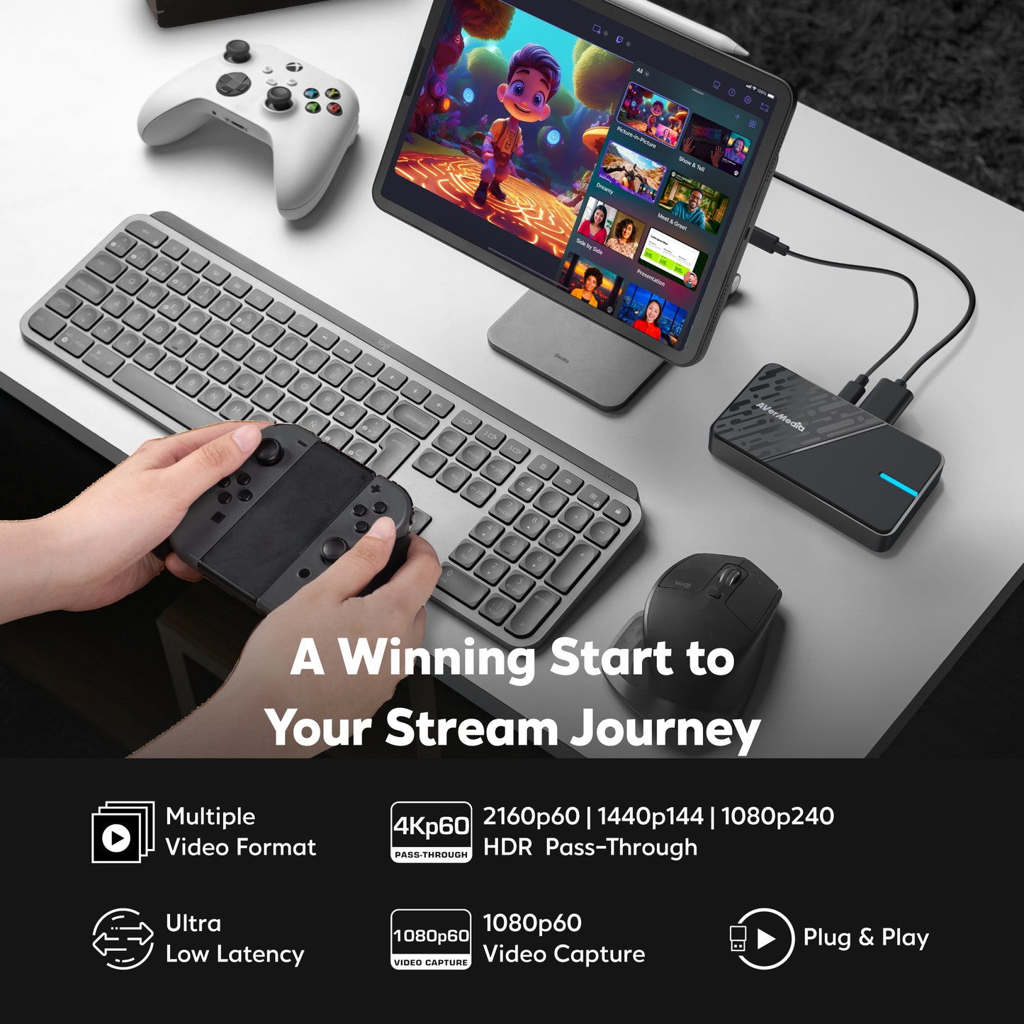AVerMedia Capture Card for Streaming, 4K60 HDR Passthrough, 1080p60 Video Recording, Game Capture for PS5, Xbox,Switch, PC, compatible with Twitch, OBS, Windows, Mac - GC311G2 StreamLine MINI+
