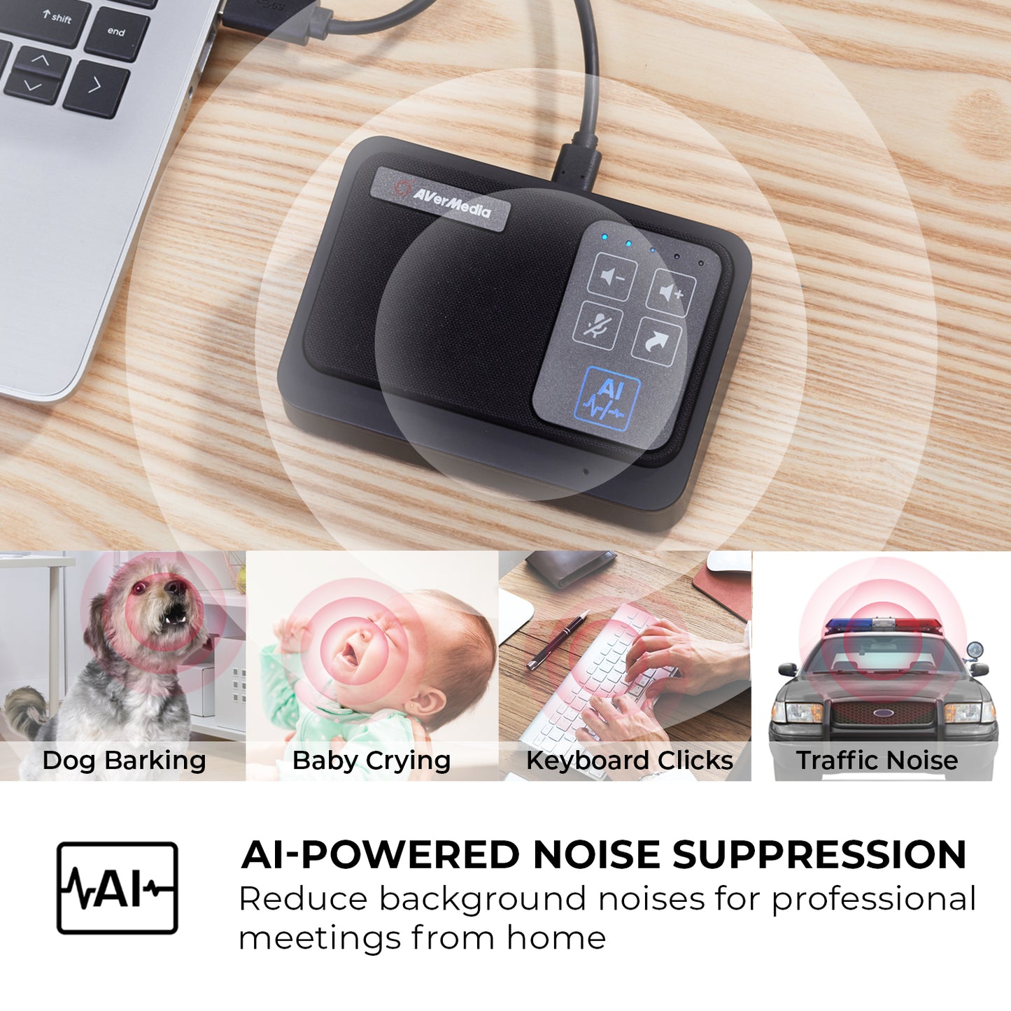 AS311 Conference AI Speakerphone featuring AI noise reduction