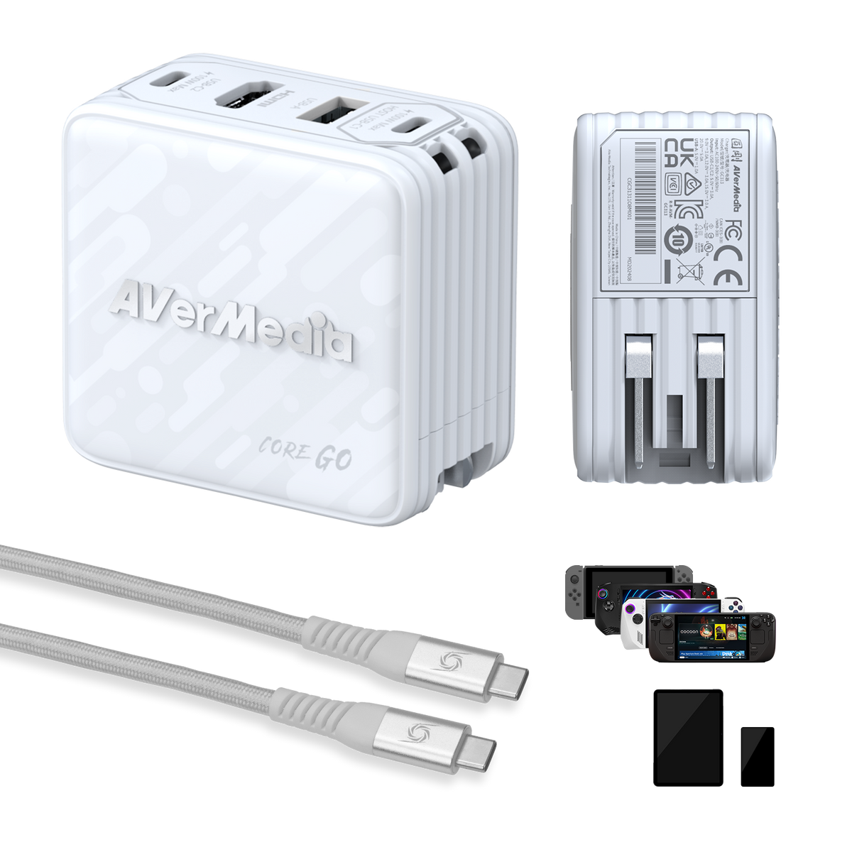 GC313 CORE GO Portable Charger for Nintendo Switch-White | AVerMedia