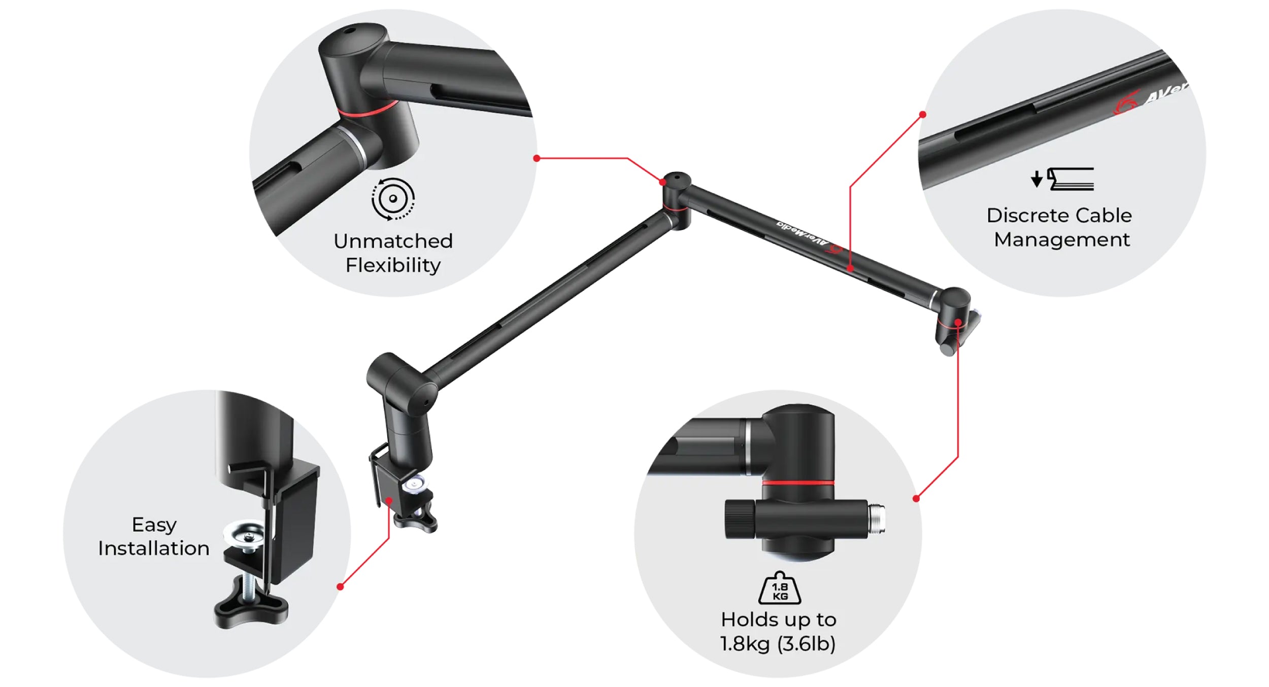 BA311 Adjustable Microphone Boom Arm for Live Streaming