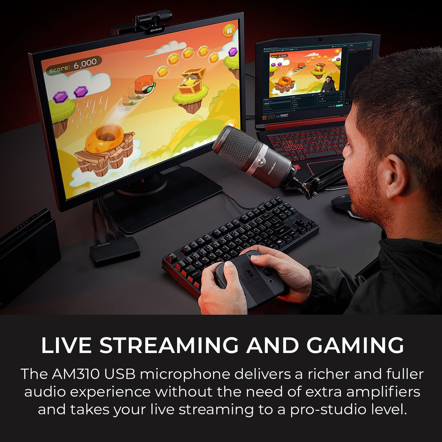 Live streaming and gaming: The AM310 USB microphone delivers a richer and fuller audio experience without the need of extra amplifiers and takes your live streaming to a pro-studio level.