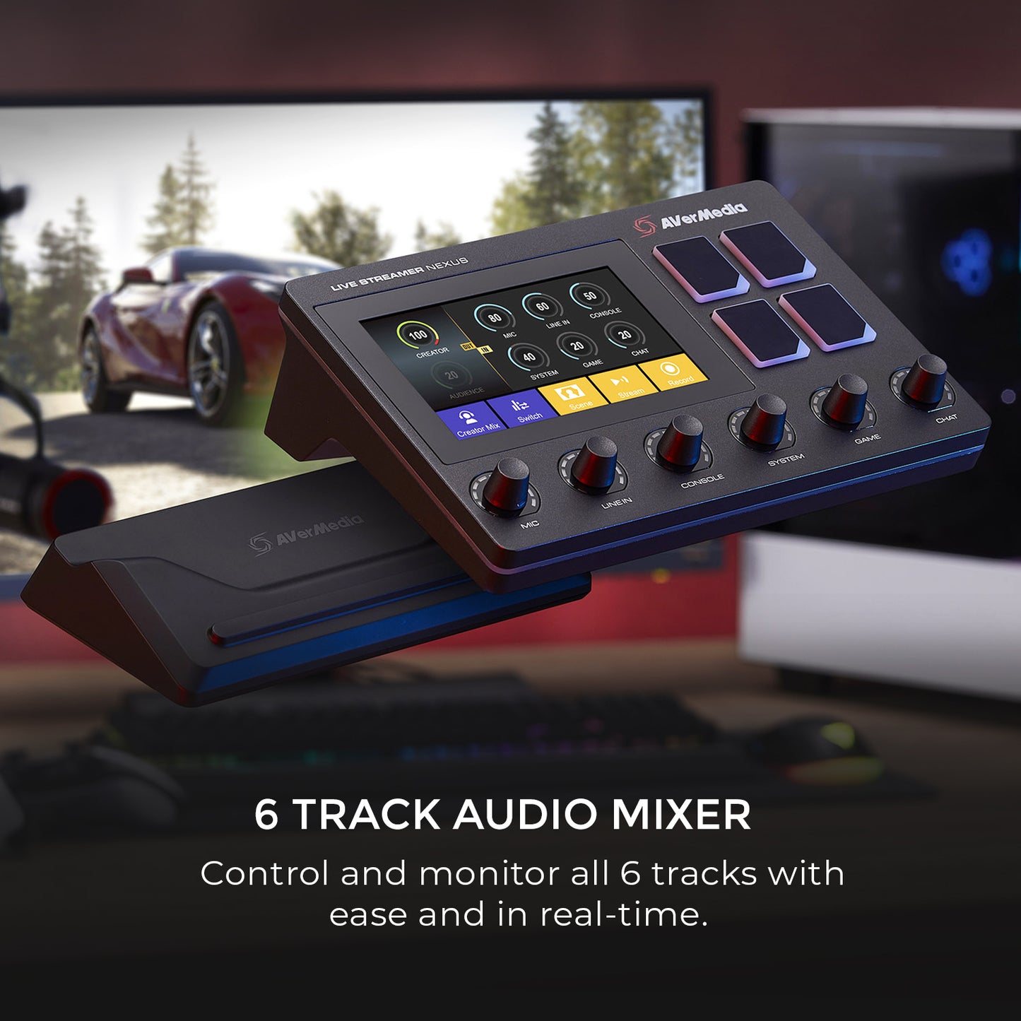 Audio Control Center for Twitch Streaming with 6 tack audio mixer