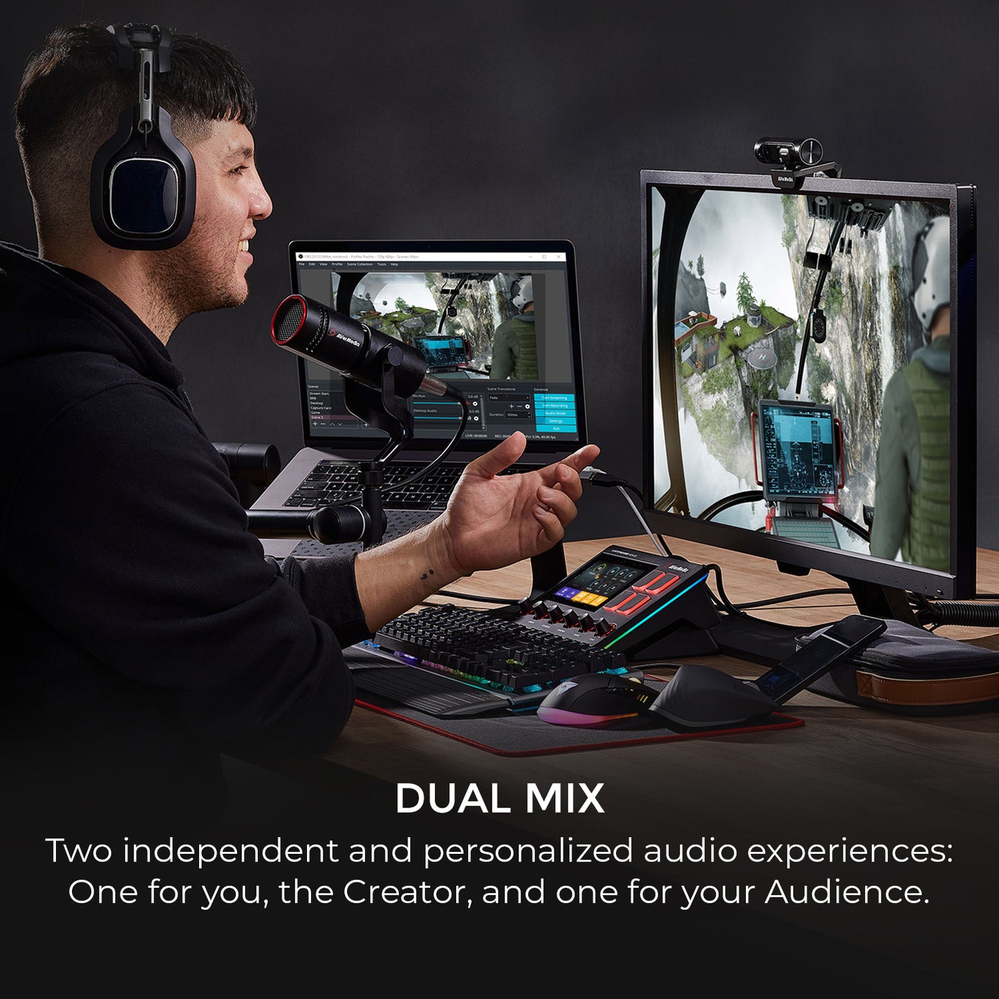 Audio Control Center for Twitch Streaming with dual audio mix