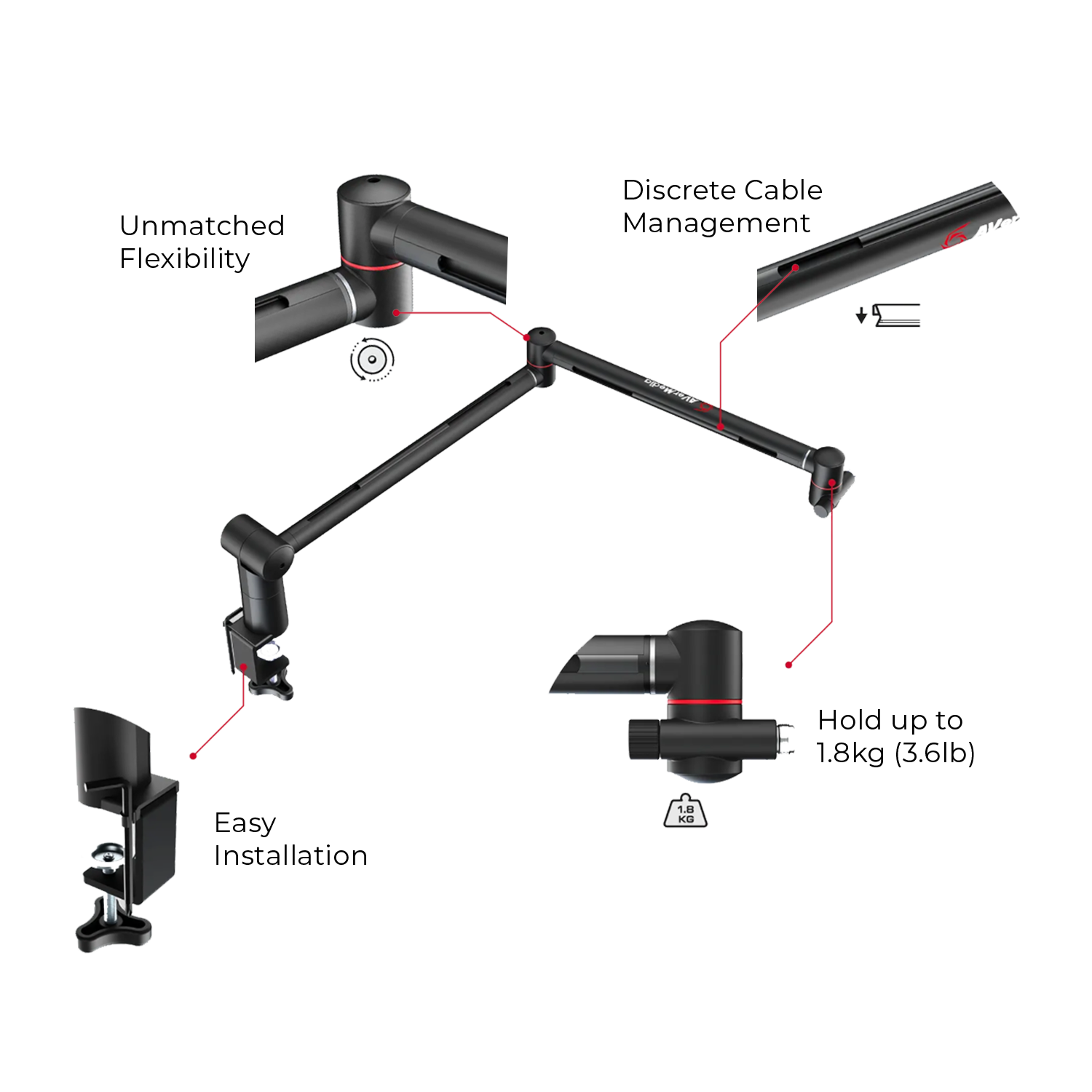BA311 Adjustable Microphone Boom Arm for Live Streaming | AVerMedia