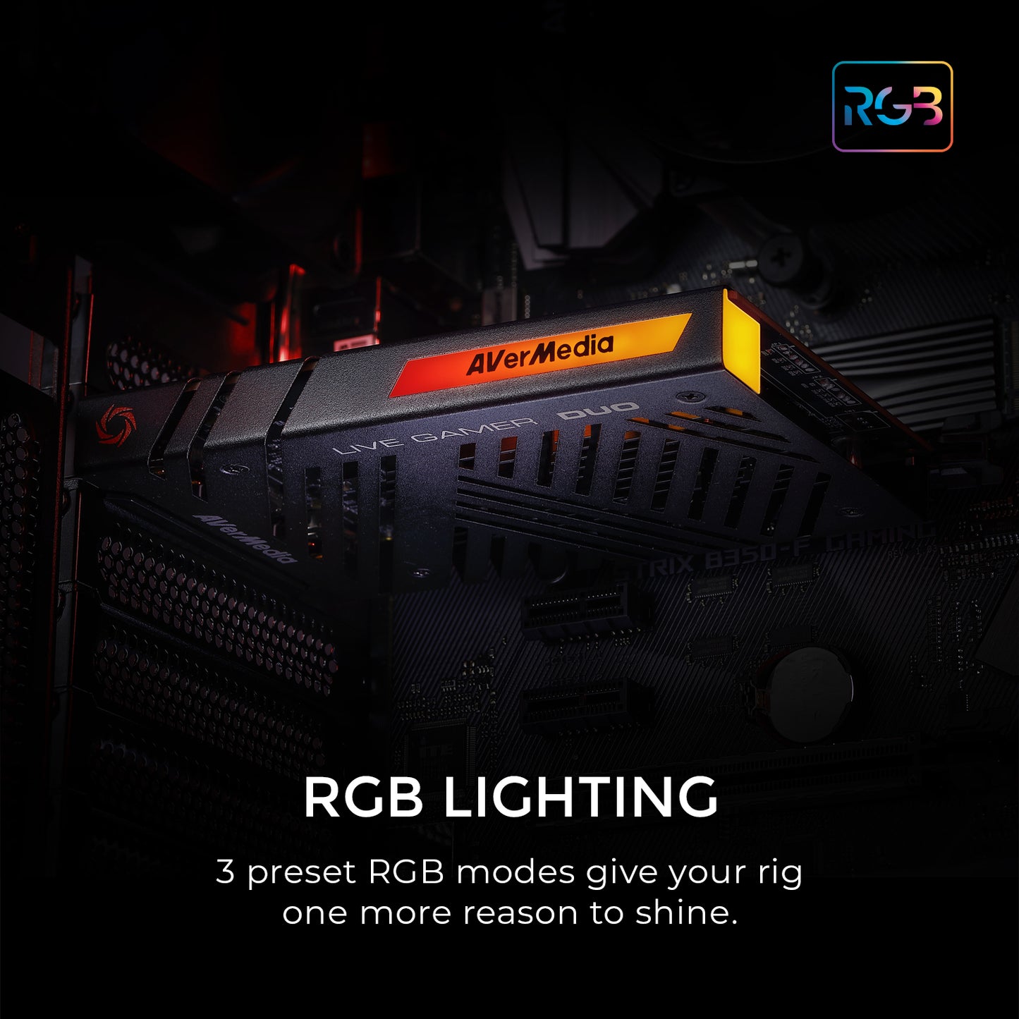 GC570D 4k60 HDR Internal Capture Card game setup with shining RGB Lighting