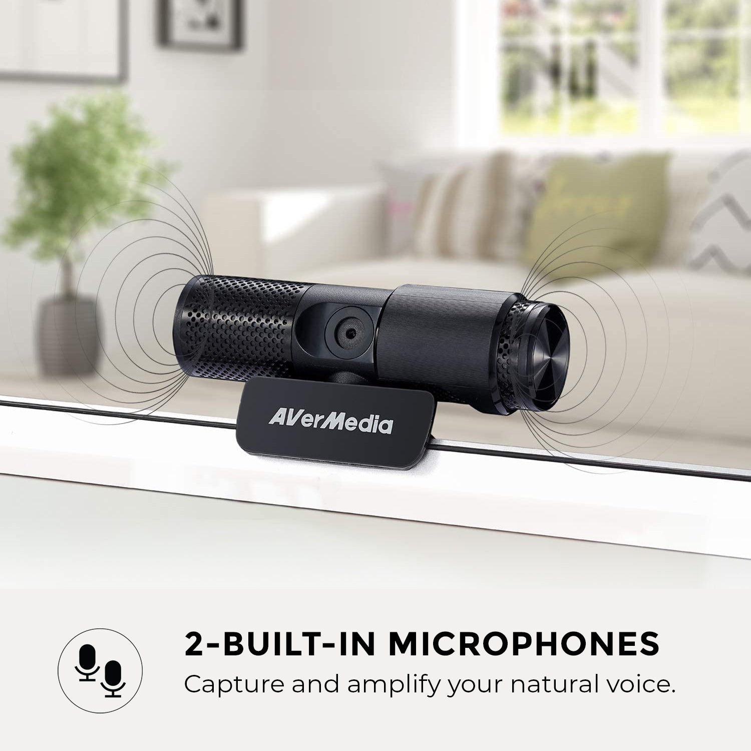 2 Built-in microphones: capture and amplify your natural voice.