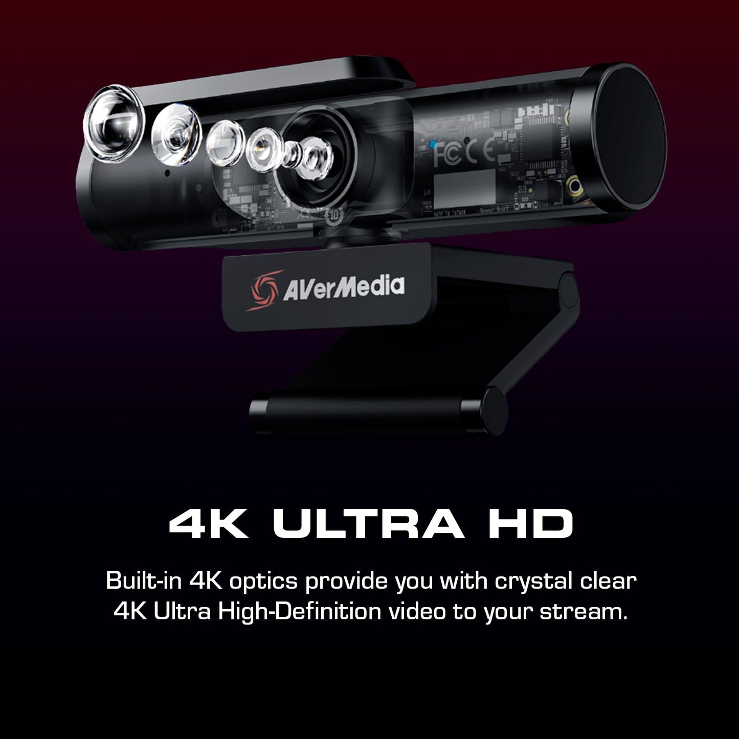 4K Webcam with Light with 4x HD zoom